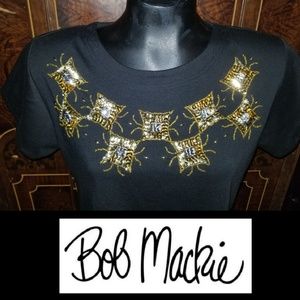 Bob Mackie sequin black shirt tshirt